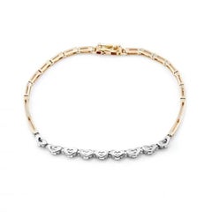 Modern Heart Shape Diamond Bracelet 14k White Yellow Gold