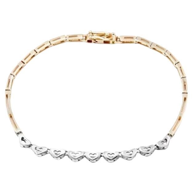 Modern Heart Shape Diamond Bracelet 14k White Yellow Gold