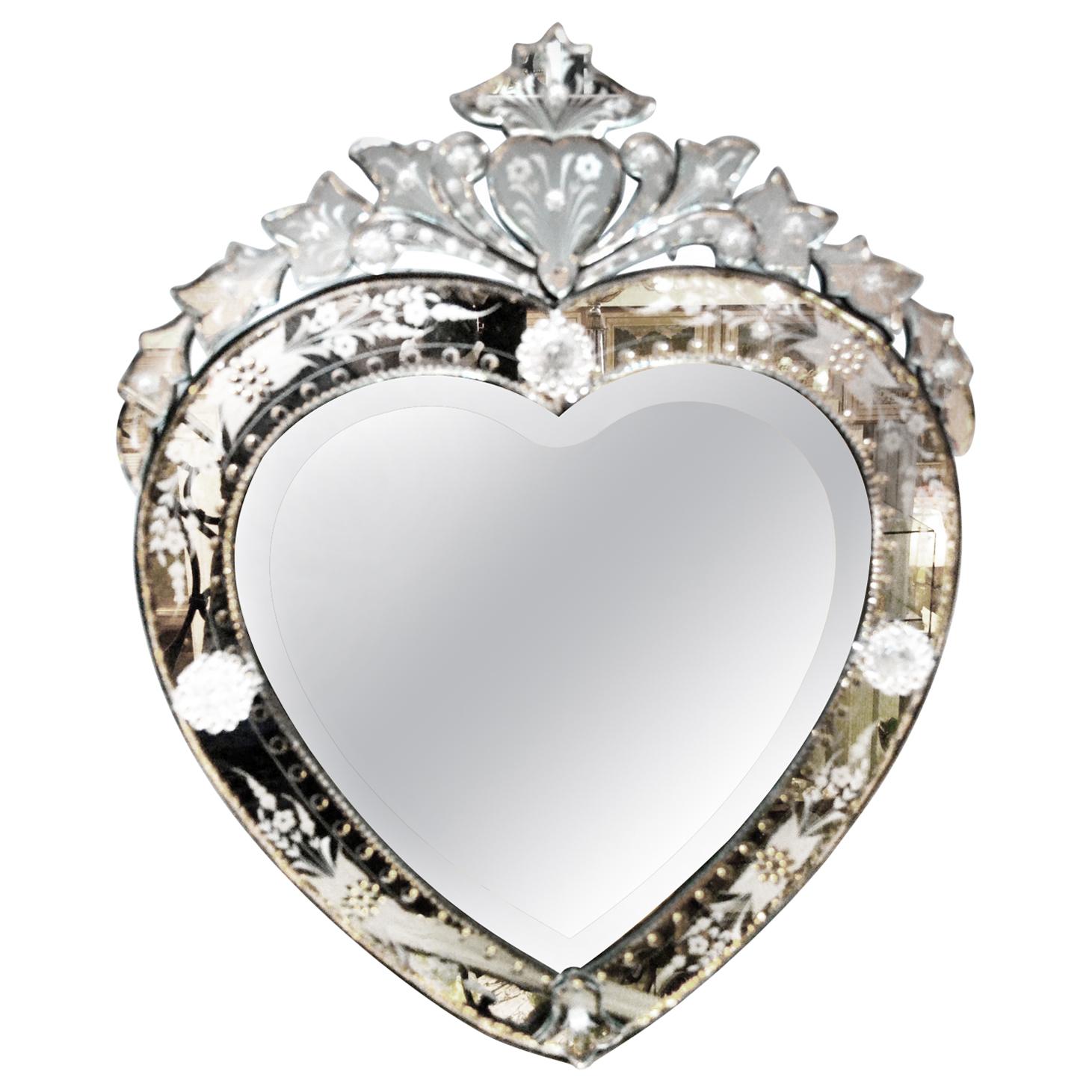 Modern Heart Shaped Venetian Mirror