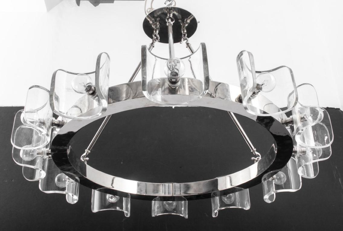 20th Century Modern Helios Chrome & Glass Ring Chandelier For Sale