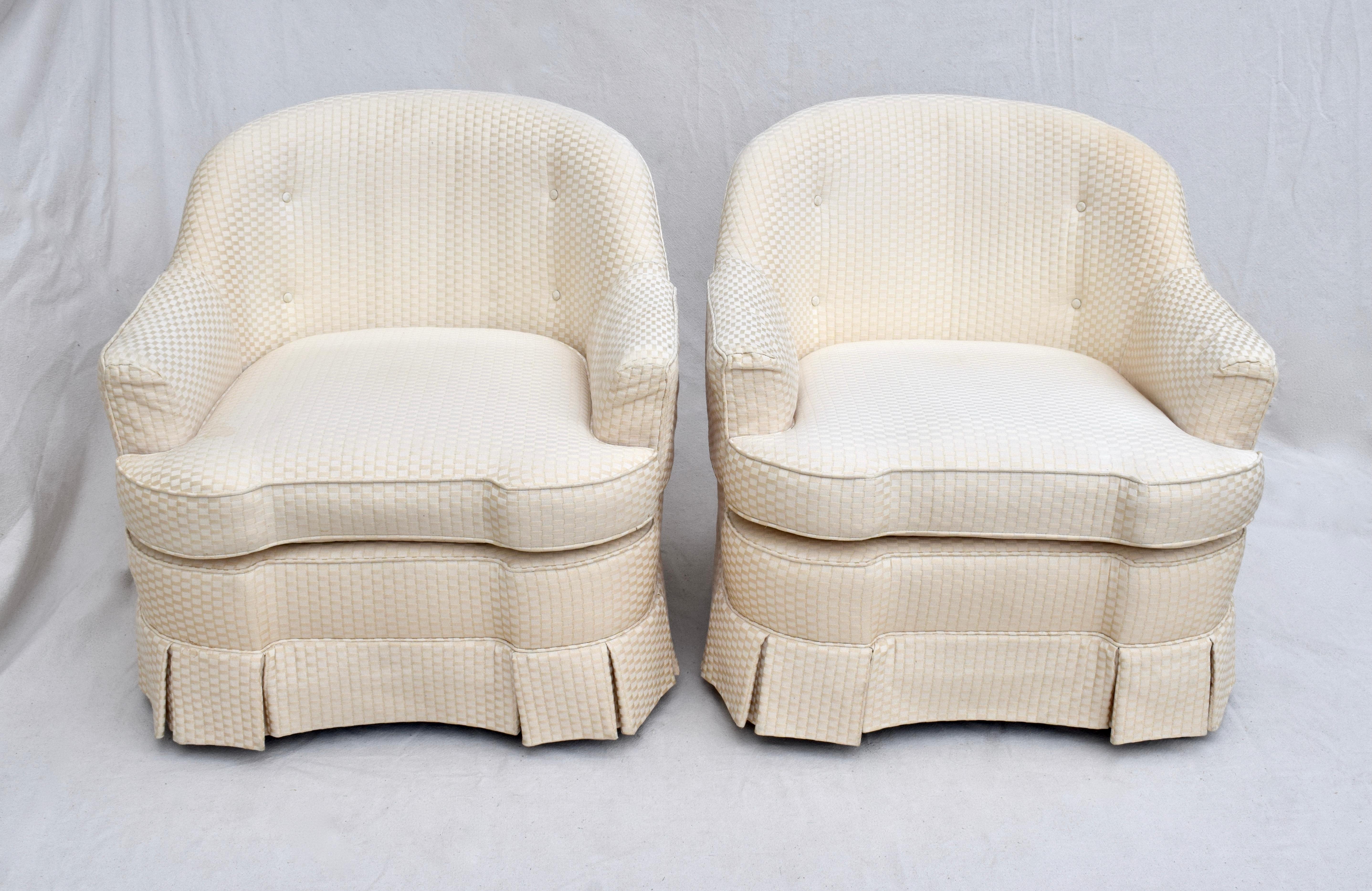 Upholstery Modern Henredon Lounge Club Chairs, Pair