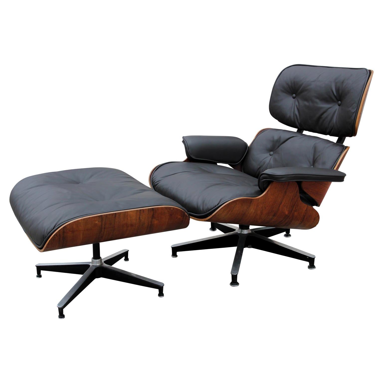 Modern Herman Miller 670 Brown Leather Eames Lounge Chair