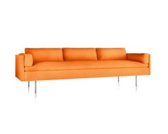 Modern Herman Miller Bolster Hopsak Orange 3-Seat Sofa Loose-Back Steel Legs