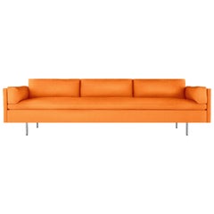 Modern Herman Miller Bolster Hopsak Orange 3-Seat Sofa Loose-Back Steel Legs