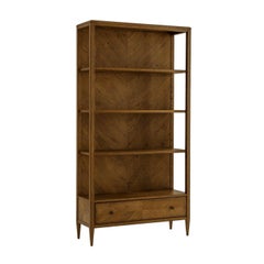 Modern Herringbone Oak Bookcase - Dark