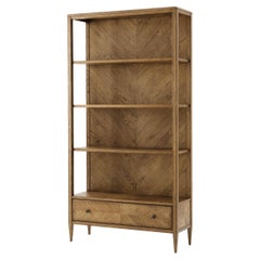 Modern Herringbone Oak Bookcase, Light
