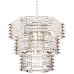 Modern Hexagonal Glass Nickel Chandelier Eichholtz Wren Ceiling Light