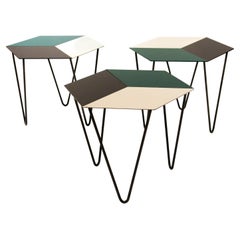 Modern Hexagonal Lacquered Steel Set of Side Tables, Italy, 2020 Modern Hexagonal Lacquered Steel Set of Side Tables, Italy, 2020