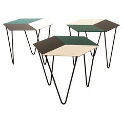 Modern Hexagonal Lacquered Steel Set of Side Tables, Italy, 2020