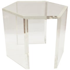 Modern Hexagonal Lucite Side Table