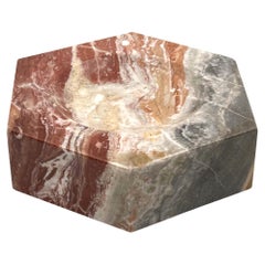 Modern hexagonal multicolored marble ashtray bowl, Italy, 1970s