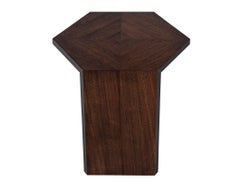 Modern Hexagonal Walnut Accent Table