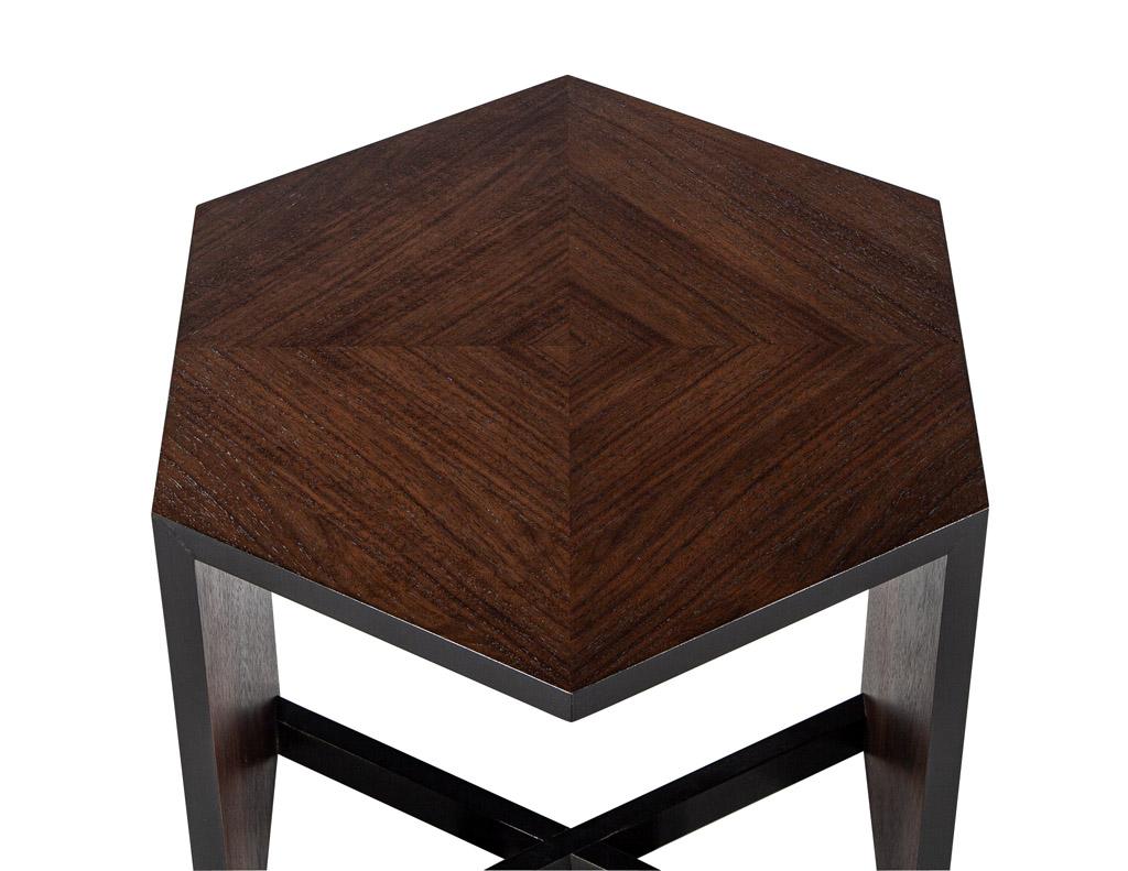 Modern Hexagonal Walnut Accent Table In New Condition For Sale In North York, ON