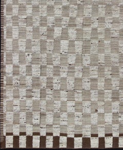 Hi-Low Piled Teppich mit Schachbrettmuster in Erdtönen von Keivan Woven Arts