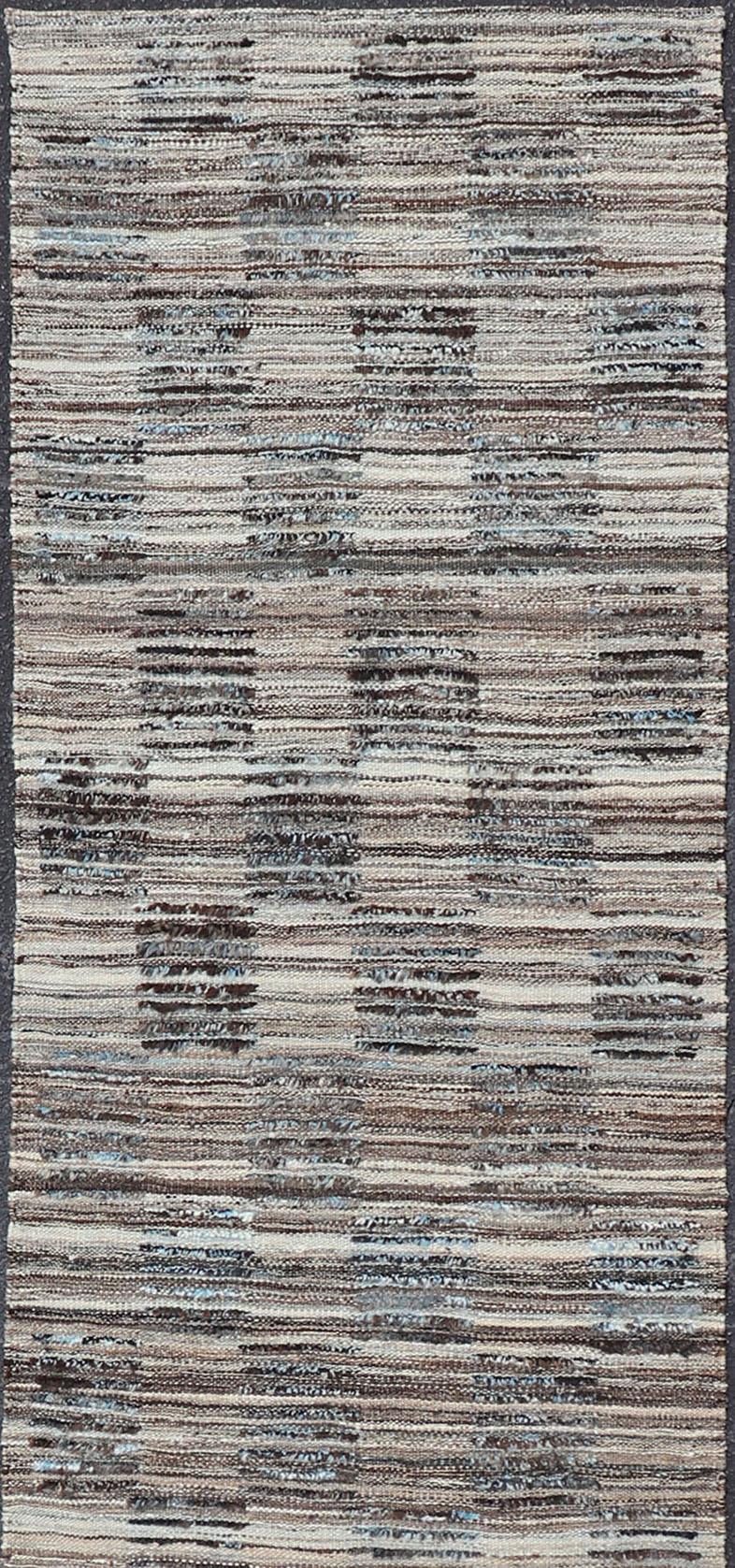 Hi Low pile rug, combination of Kilim and pile Rug with Checkerboard design in gray, charcoal, and blue,
Shades of blue Modern Rug with Kilim-Piled Texture, Keivan Woven Arts / rug AFG-30489, country of origin / type: Afghanistan / Kilim,