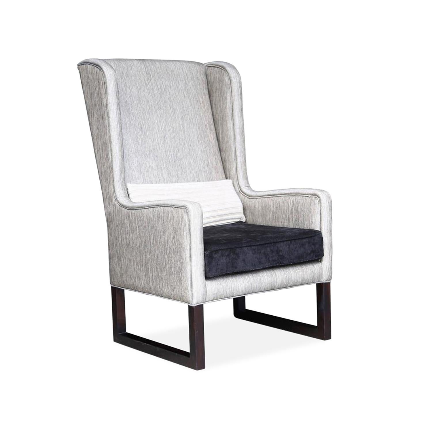 Woodwork Modern High Back Upholstered Wing Chair from Costantini, Matteo For Sale