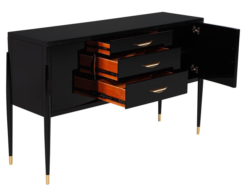 American Modern High Gloss Black Lacquer Sideboard For Sale