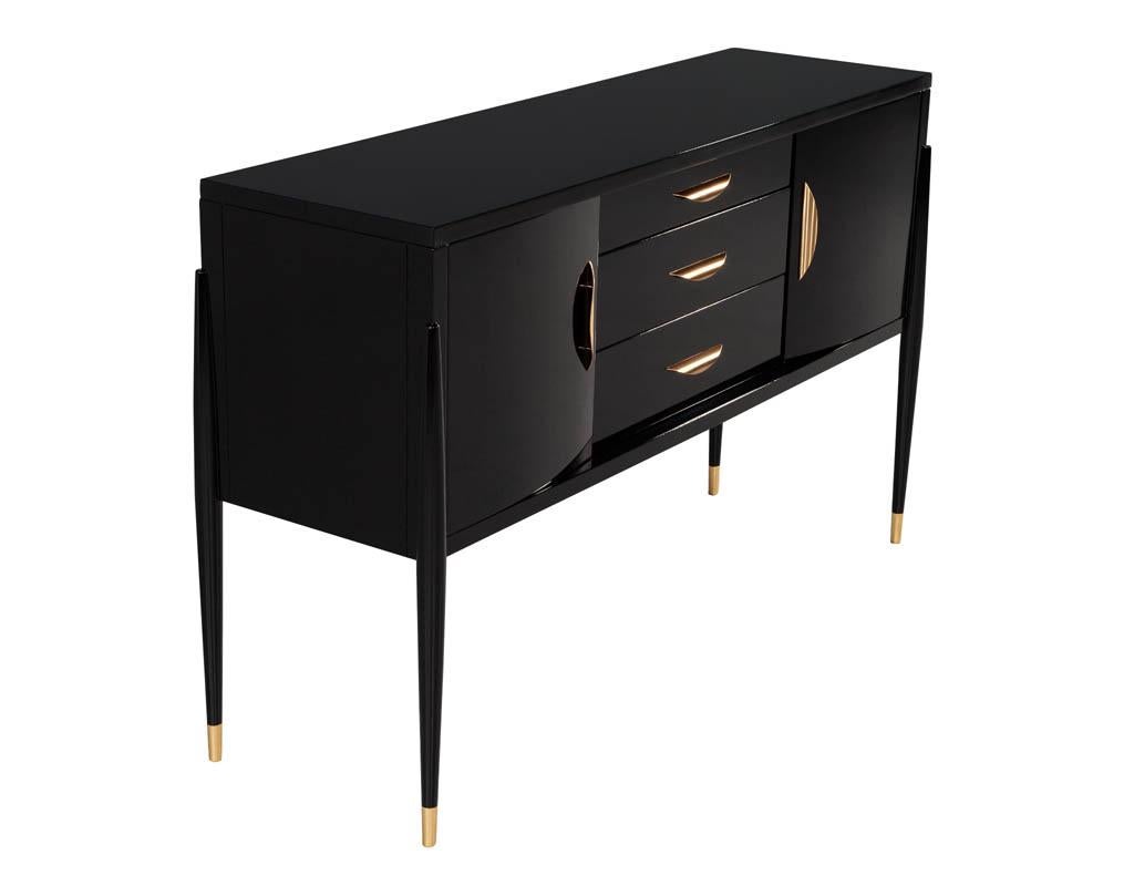 Contemporary Modern High Gloss Black Lacquer Sideboard For Sale