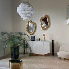 Modern White Sideboard in high gloss with Marble Top and Brass Legs