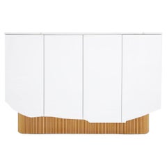 Modern White Sideboard in high gloss with Marble Top and Brass Legs