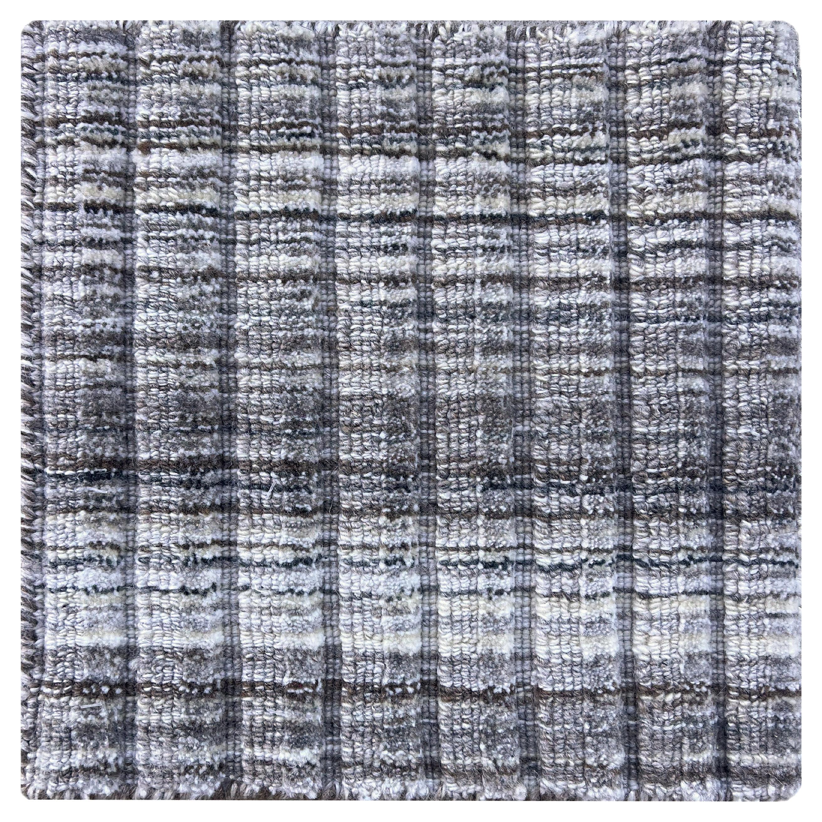 Modern High-Low Wool Rug For Sale