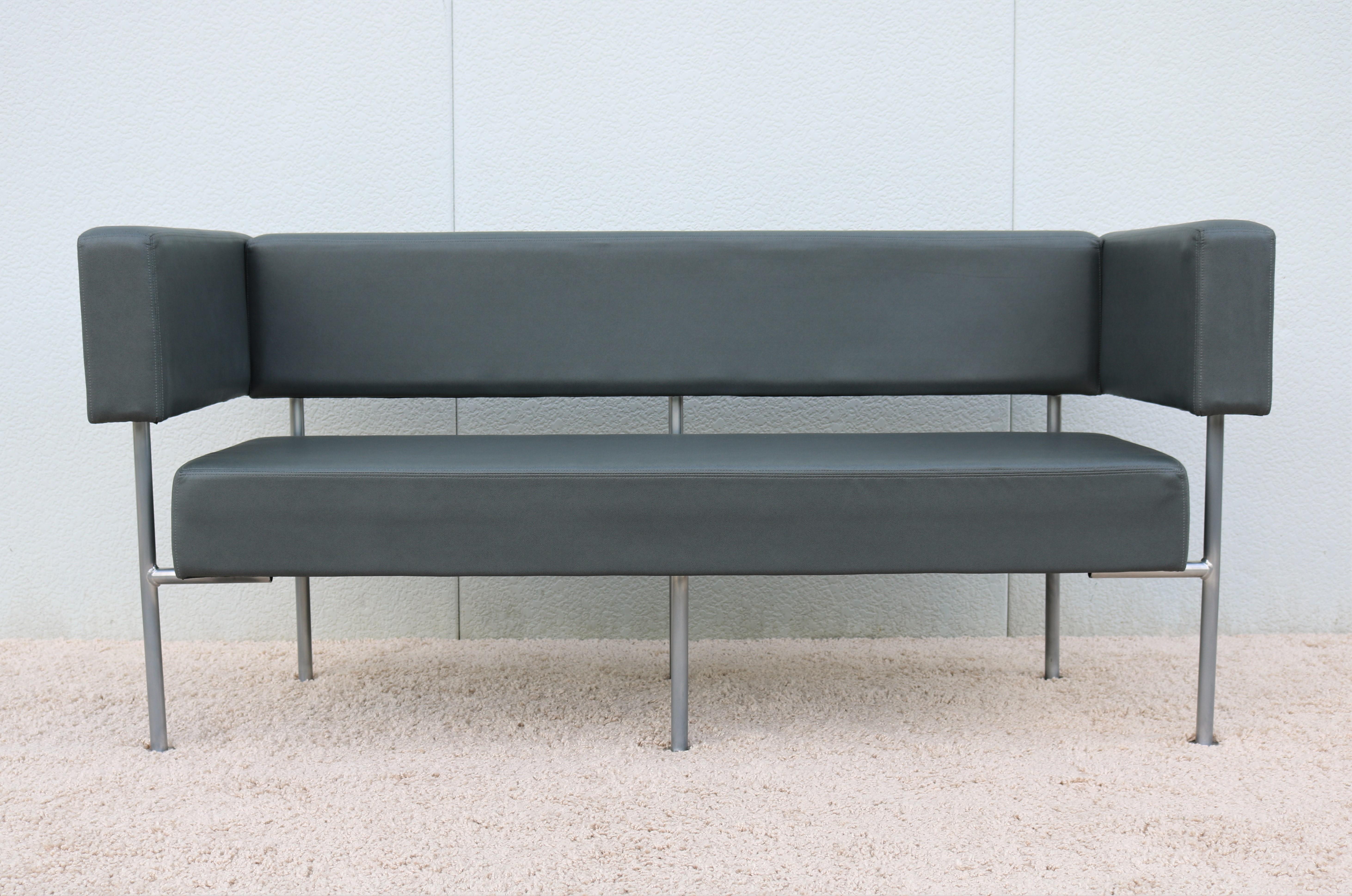 Modern Hightower Longo Floating Sofa Set in Gray Ecosoft Leather Komplot Design For Sale 2