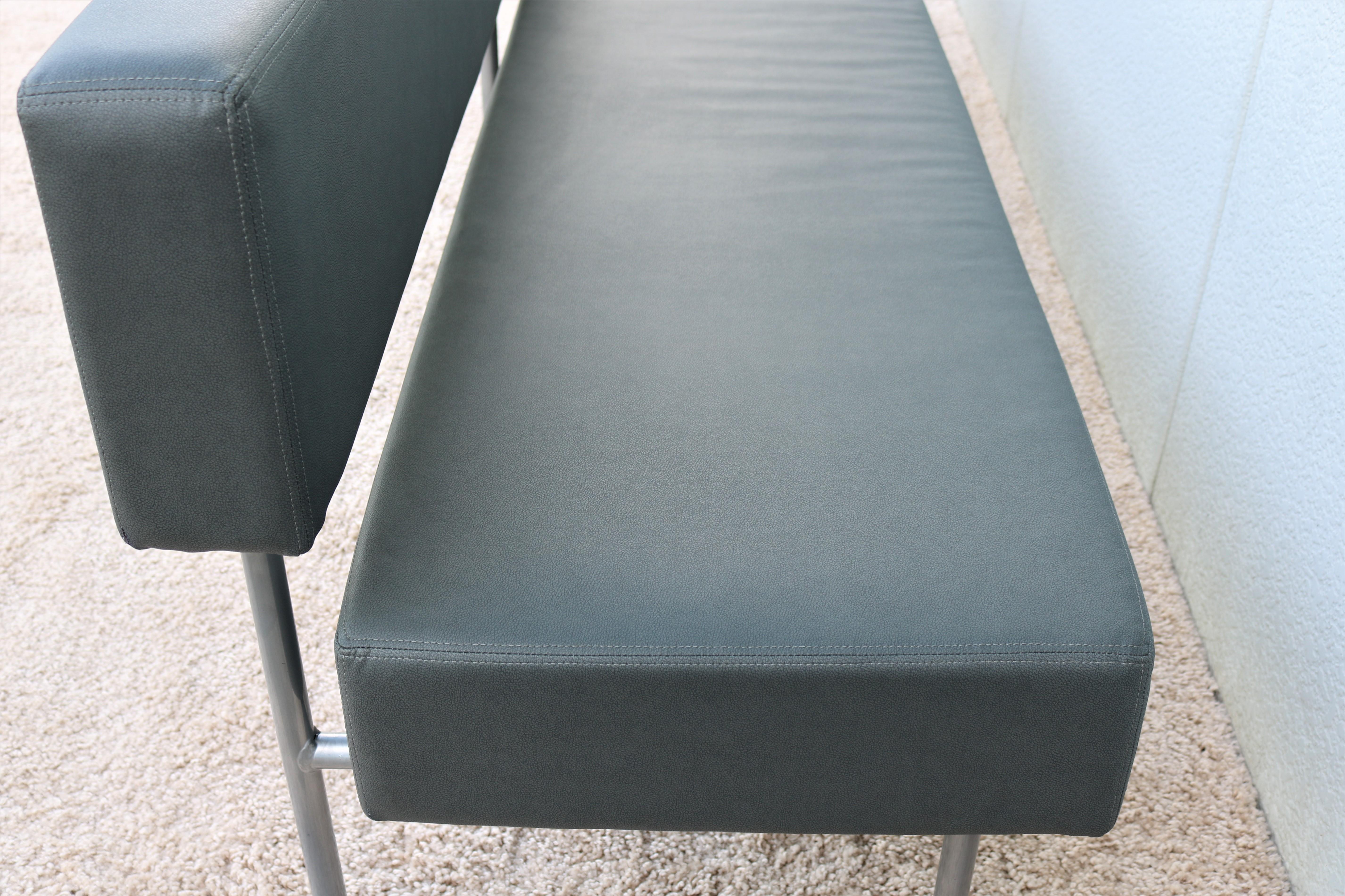 Steel Modern Hightower Longo Floating Sofa Set in Gray Ecosoft Leather Komplot Design For Sale