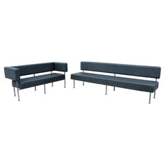 Moderno Conjunto de Sofá Flotante Hightower Longo de Piel Ecosuave Gris Komplot Design