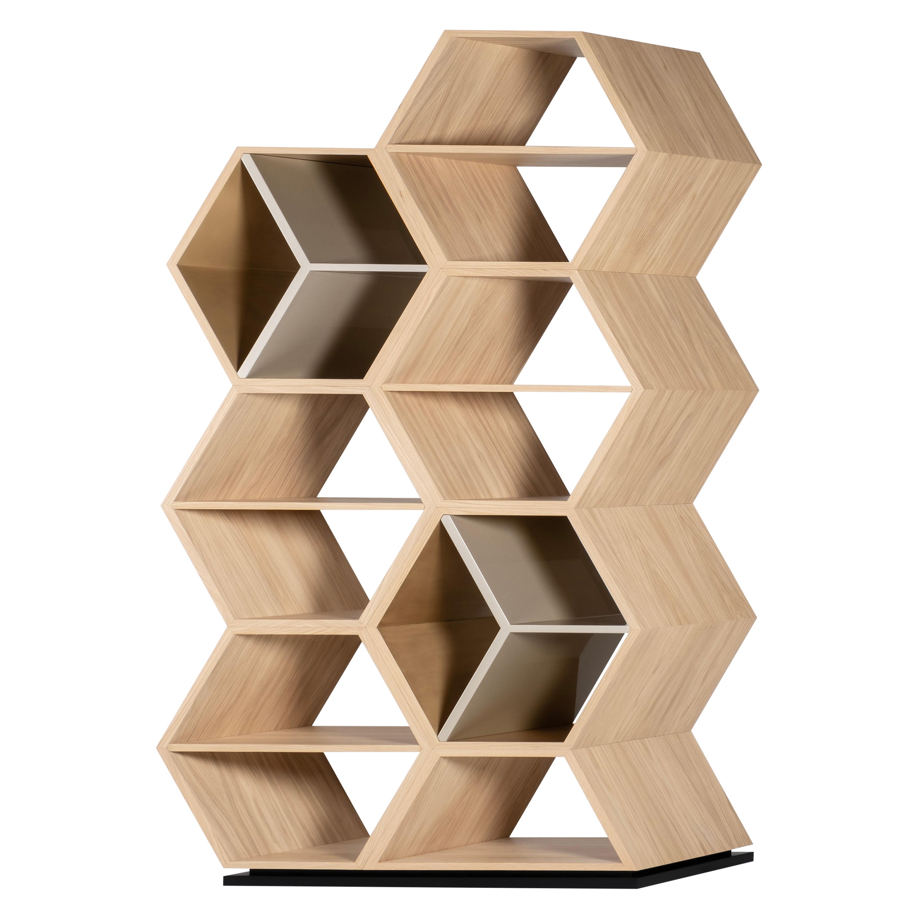 Libreria moderna Hobart, Oak Oak americano, bronzo, fatta a mano in Portogallo by Greenapple