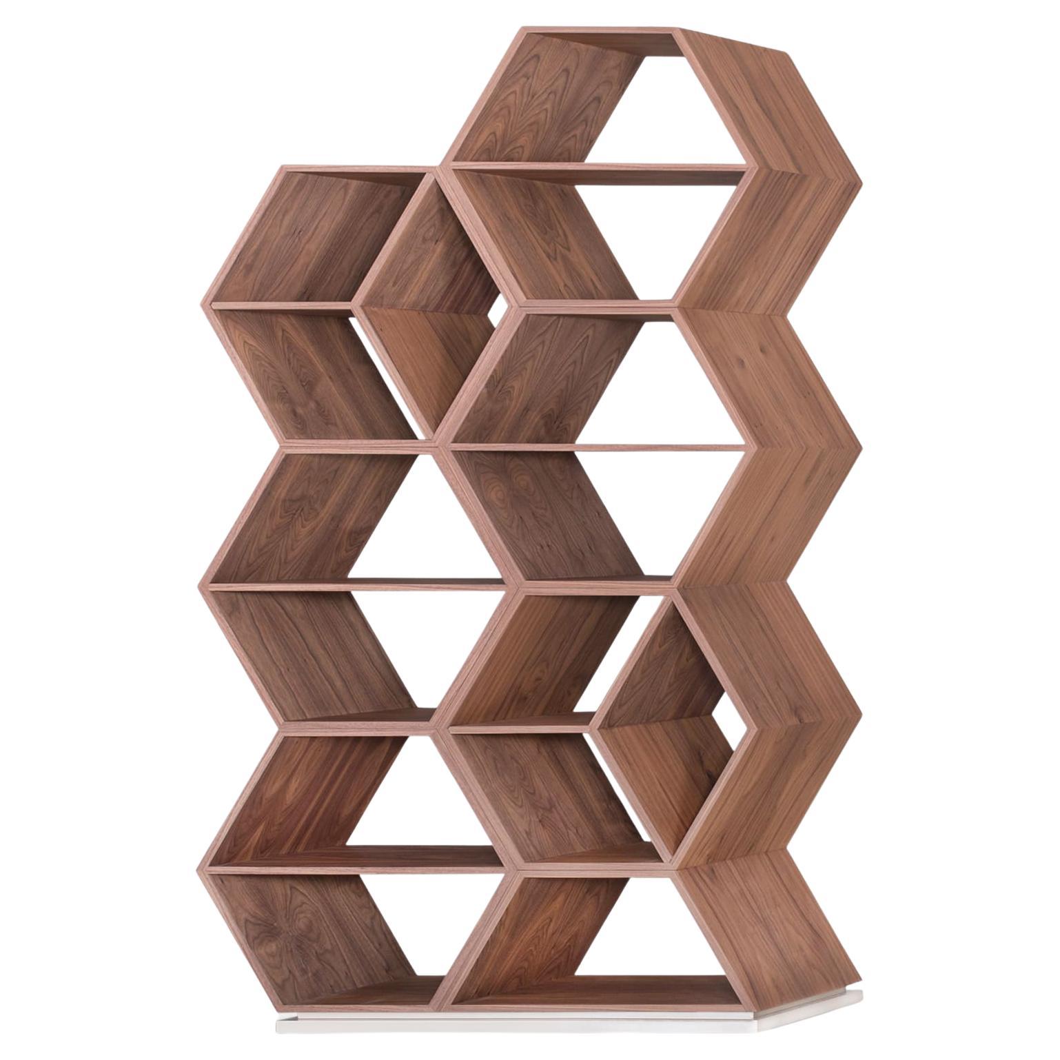 Modern Hobart Bookcase, Walnut Veneer, Handmade in Portugal by Greenapple