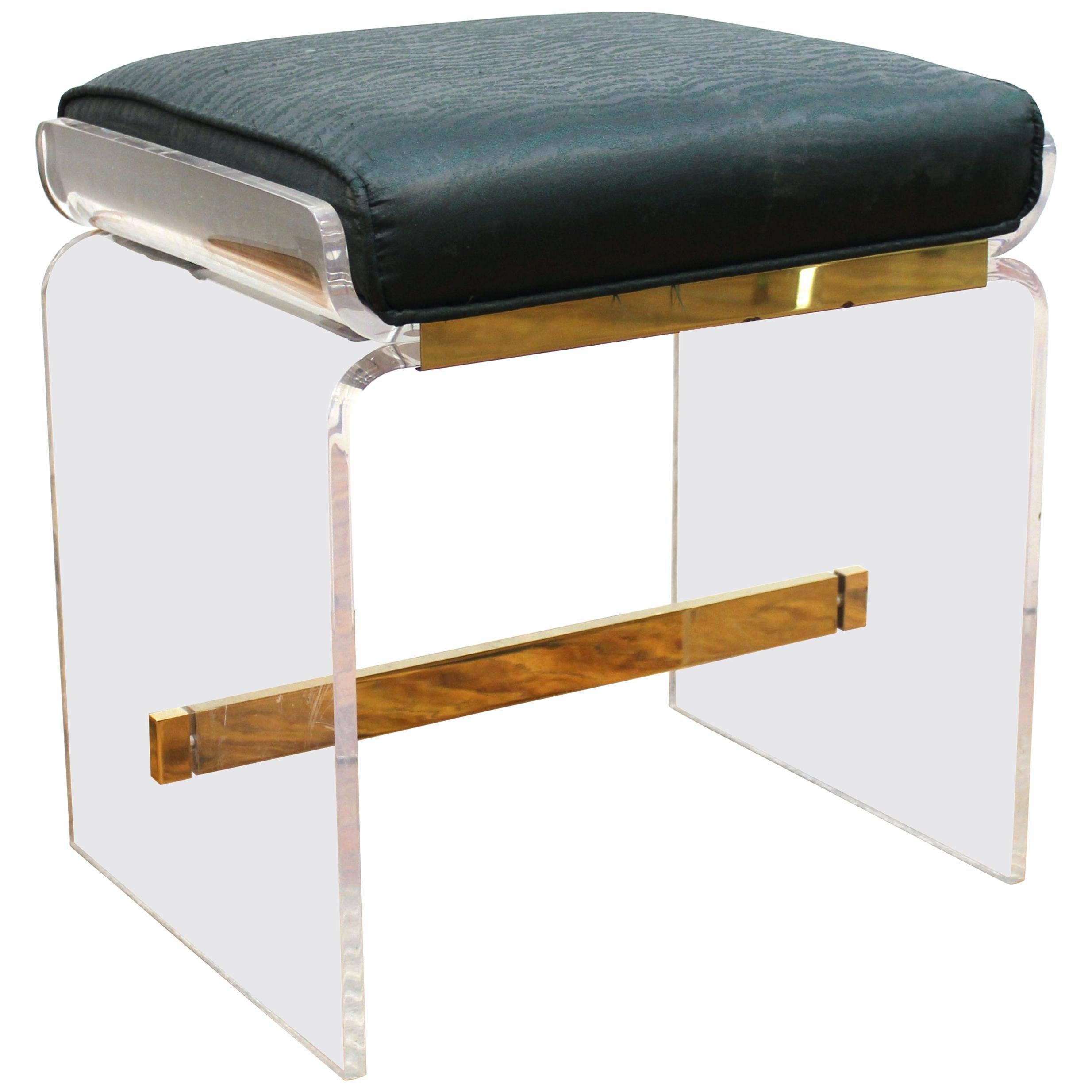 Lucite and Leather Vanity Stool at 1stDibs