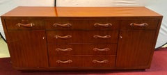 Modern Hollywood Double Chest Mahogany with Leather Pulls Labeled by Designer