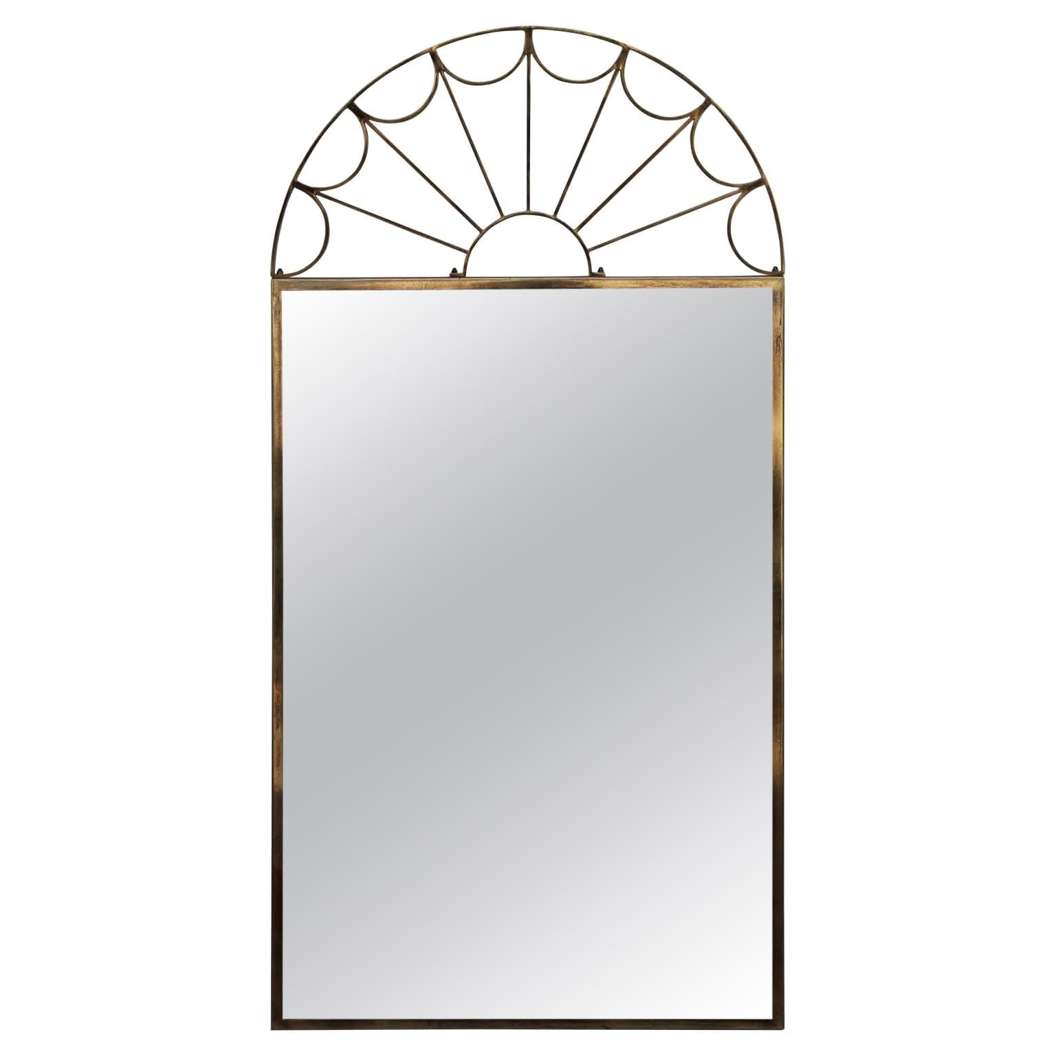 Modern Hollywood Regency Golden Brass Arch Mirror