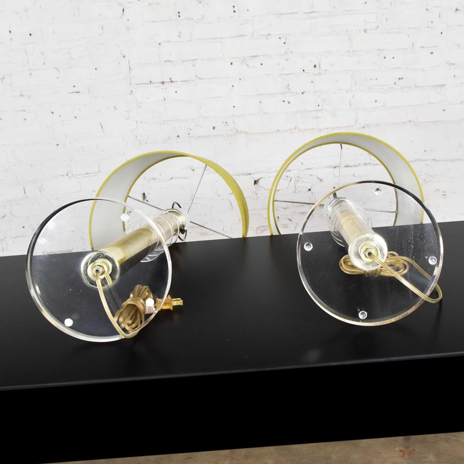 Modern Hollywood Regency Lucite & Brass Plate Lamps a Pair Style Karl Springer 11