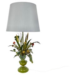 tavolo moderno Hollywood regency in metallo 47cm FLOWER BOUQUET Base per luce, Italia anni '50