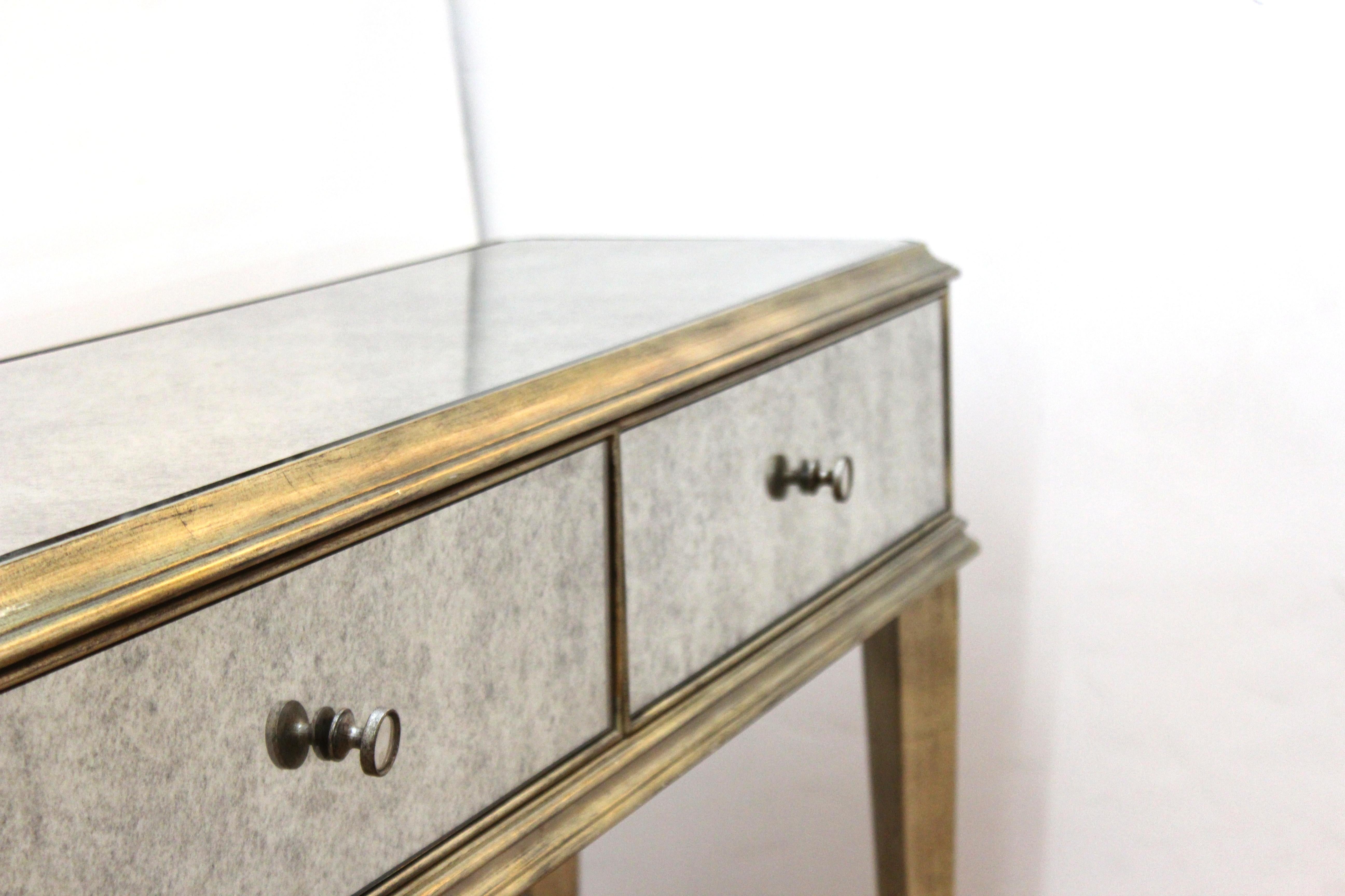 Modern Hollywood Regency Mirrored Console with Drawers 2