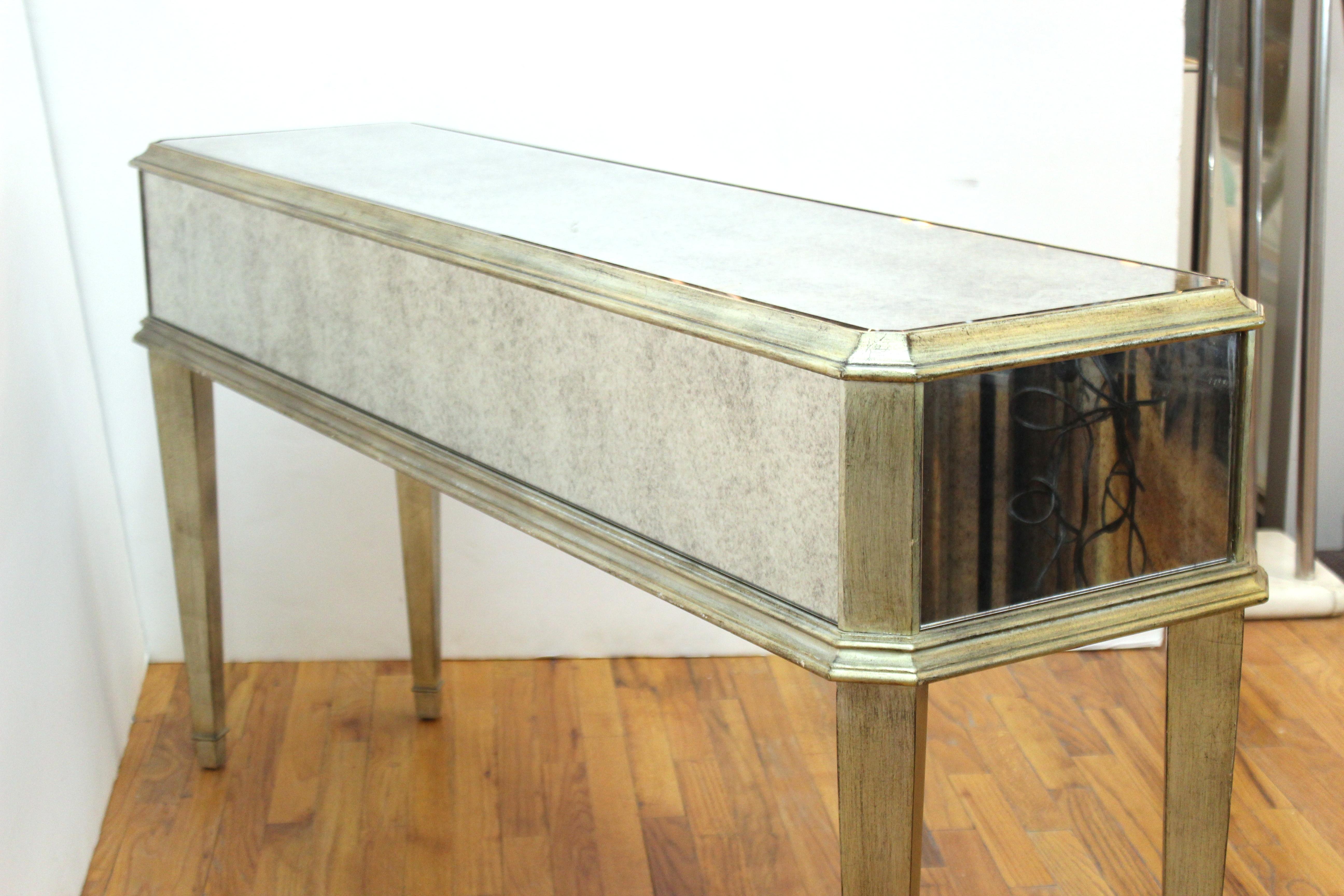 Modern Hollywood Regency Mirrored Console with Drawers 3