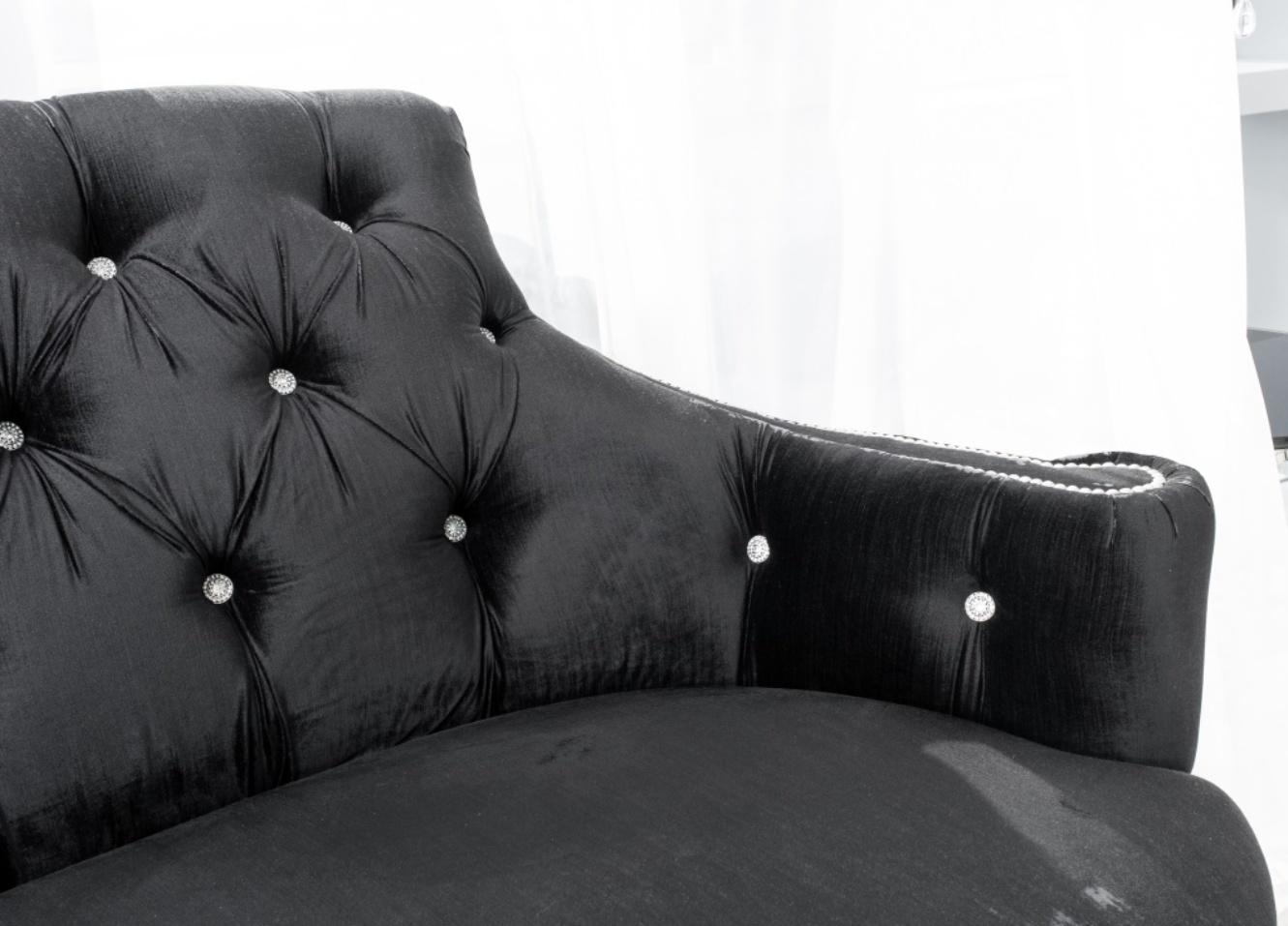 Modern Hollywood Regency Style Black Velvet Sofa In Good Condition In New York, NY