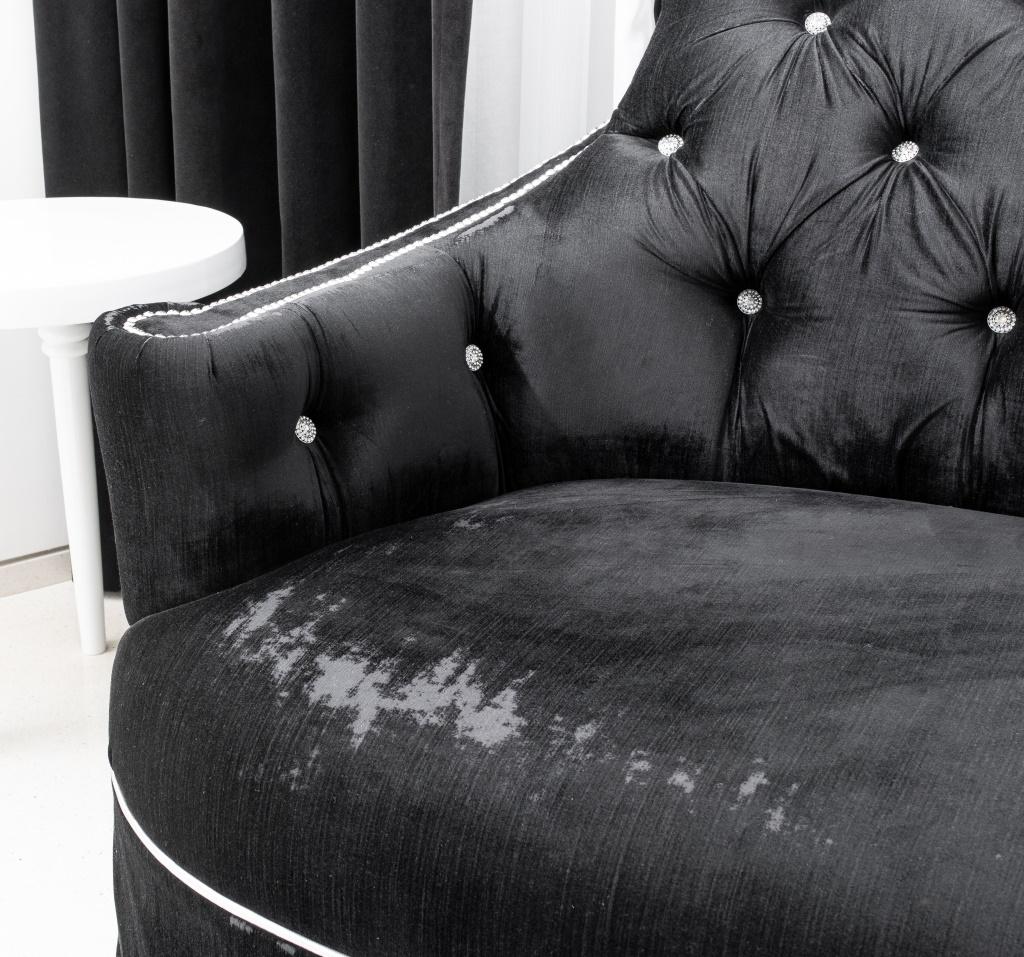 Contemporary Modern Hollywood Regency Style Black Velvet Sofa