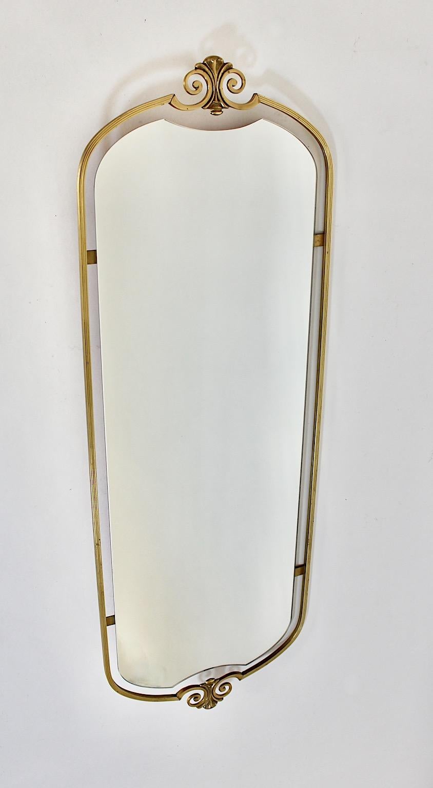 20th Century Modern Hollywood Regency Style Brass Full Length Mirror Wall Mirror, 1970s Italy For Sale