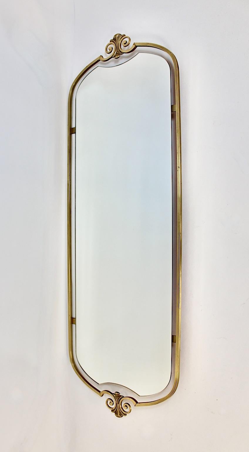 Modern Hollywood Regency Style Brass Full Length Mirror Wall Mirror, 1970s Italy For Sale 1