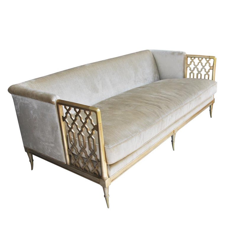 Modern Hollywood Regency Style Sofa By Caracole For At 1stdibs Modern Hollywood Regency Style Sofa By Caracole Lattice Entertain You In Lush Champagne Velvet Upholstery