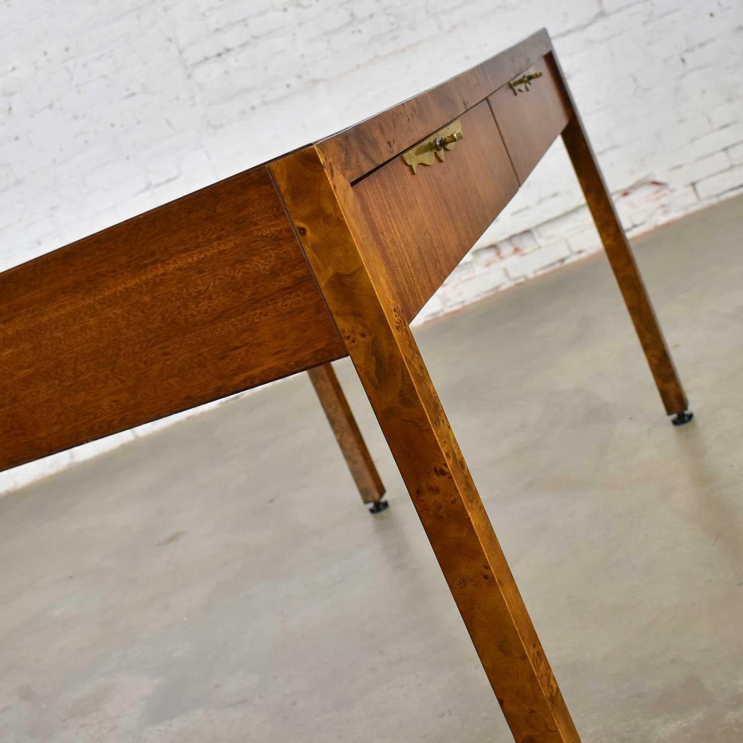 Modern Hollywood Regency Walnut Parson’s Style Writing Desk Tomlinson Furniture 10