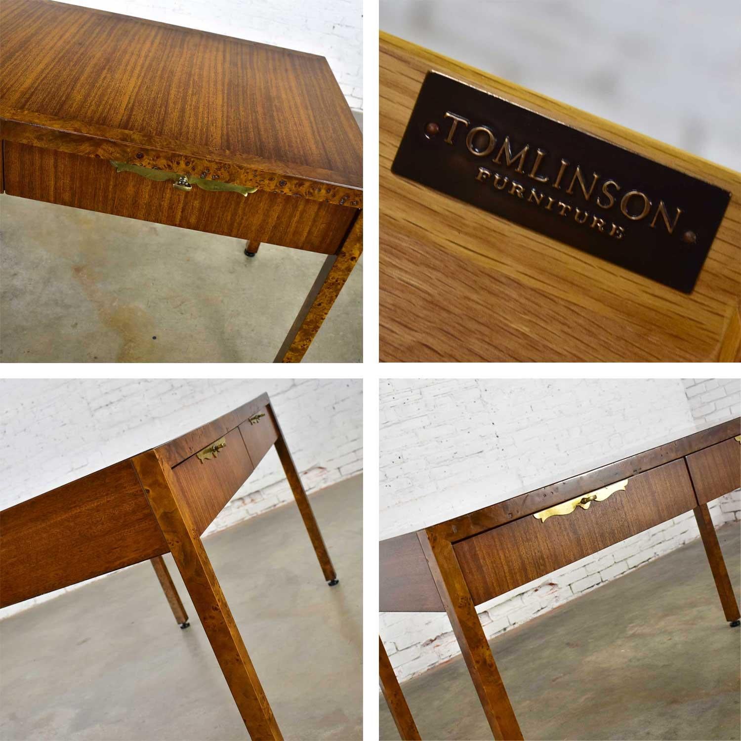 Modern Hollywood Regency Walnut Parson’s Style Writing Desk Tomlinson Furniture 11