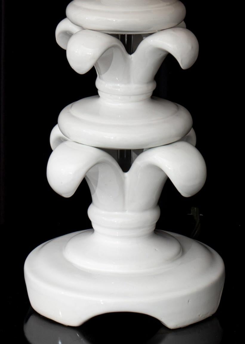 Modern Hollywood Regency White Ceramic Table Lamp 4