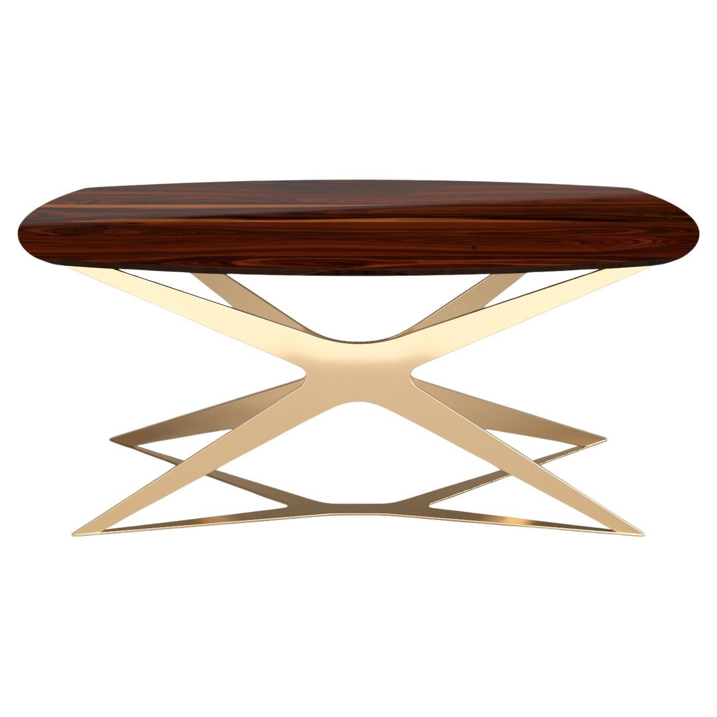 The Moderns Modern Office Writing Desk in High-Gloss Ironwood and Gold Lacquered Steel (Bureau de travail moderne en bois de fer brillant et acier laqué or)