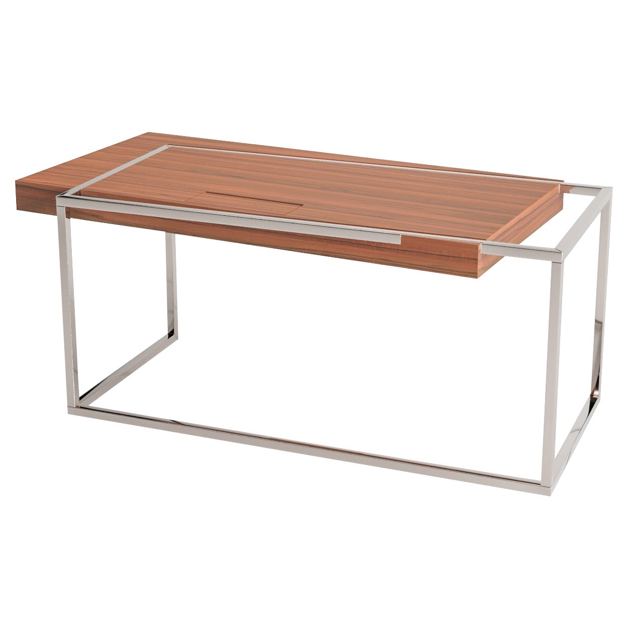 Moderne Bureau d'écriture moderne à la maison en bois teinté et acier inoxydable brossé en vente