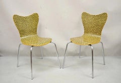 Modern Honeycomb Print Arne Jacobsen Series 7 Style Side Chairs - Set of 3