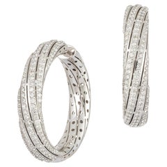 Modern Hoop White Gold 18K Earrings Diamond For Her