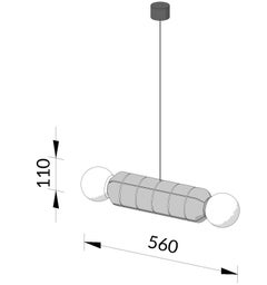 Lampe pendante horizontale moderne avec base en céramique - Noir - Fabrication artisanale